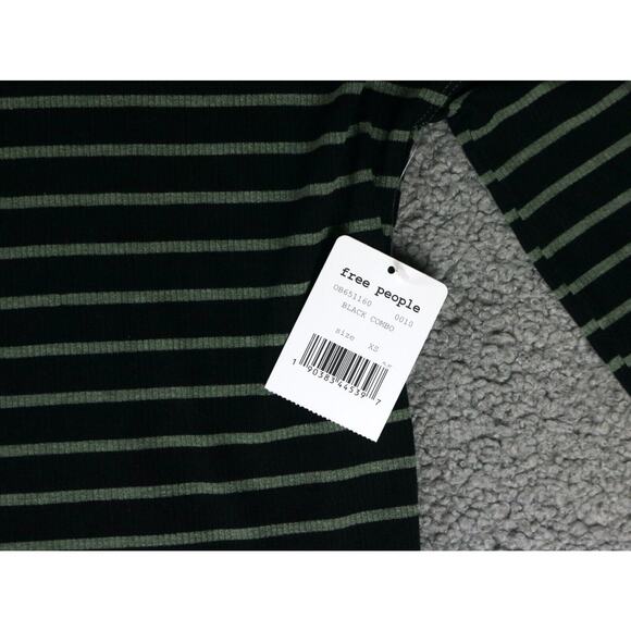 New Free People We The Free Womens Xs Black Gray Peplum Scoop Neck Top - Picture 4 of 7